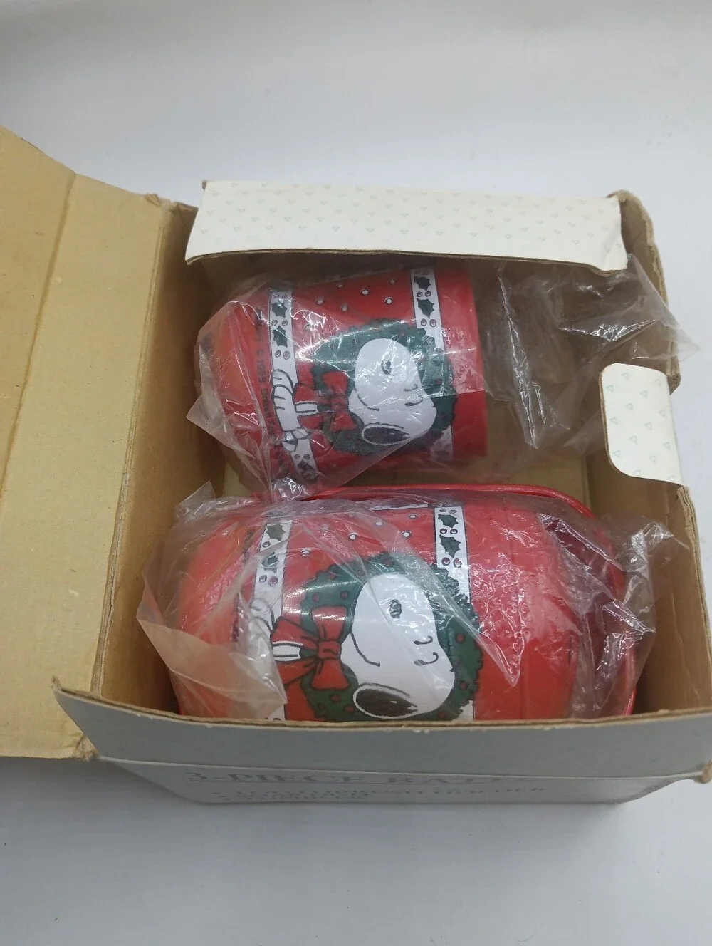 Vtg Peanut Snoopy Christmas 3 Piece Bath Set